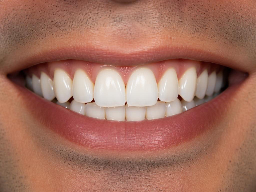 Illustrative after image for teeth whitening: the same smile appearing noticeably brighter yet natural.